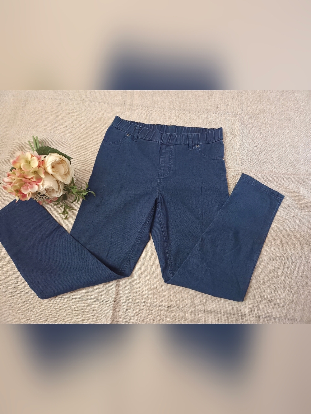 Nordstrom Navy Blue Pull-On Jeggings with Elastic Waist for Woman.